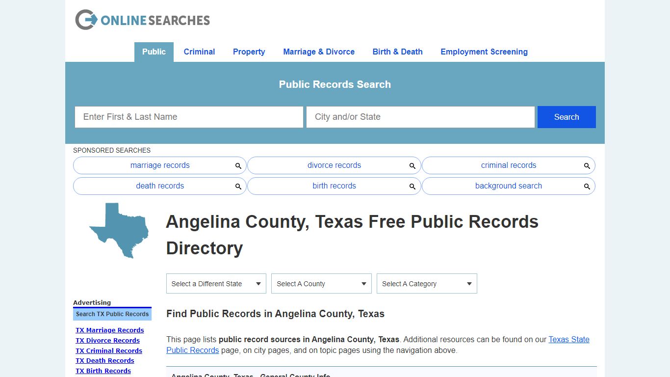 Angelina County, Texas Public Records Directory