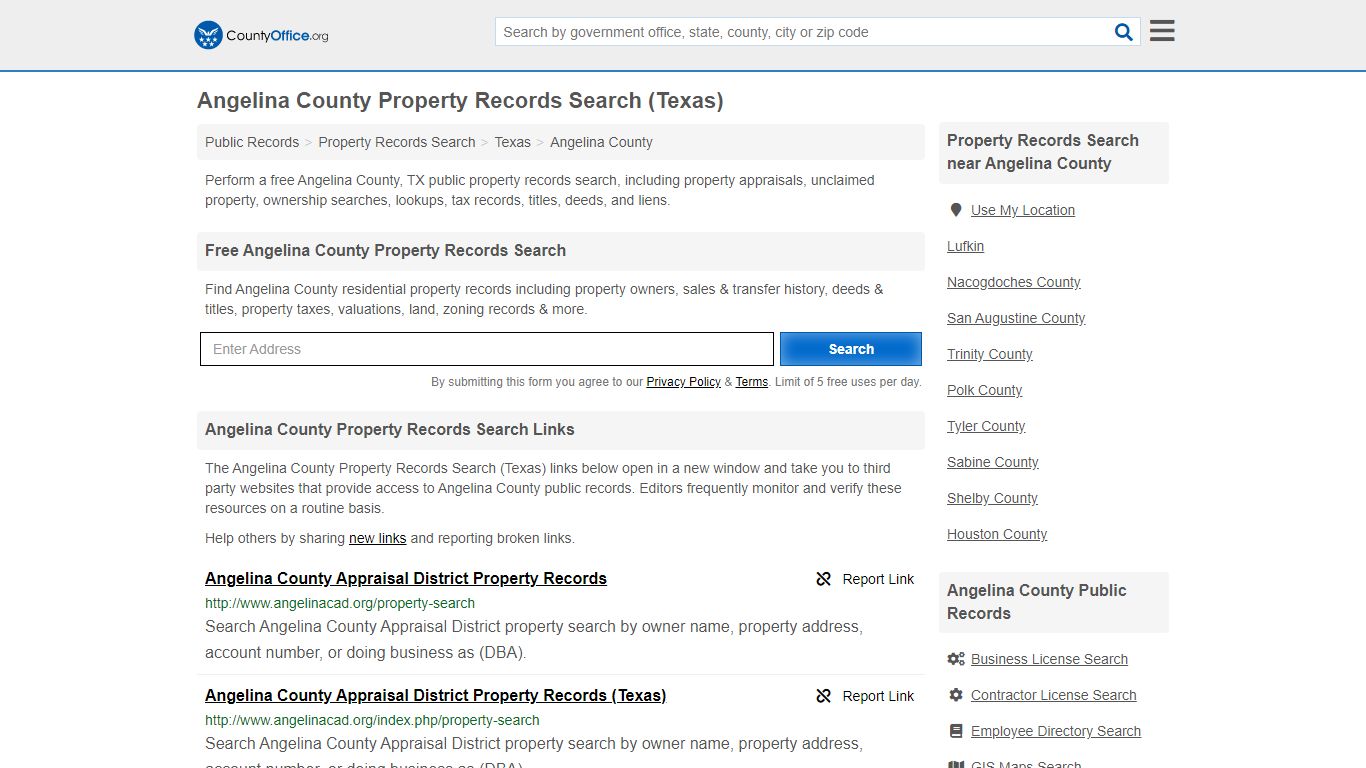 Property Records Search - Angelina County, TX (Assessments ...