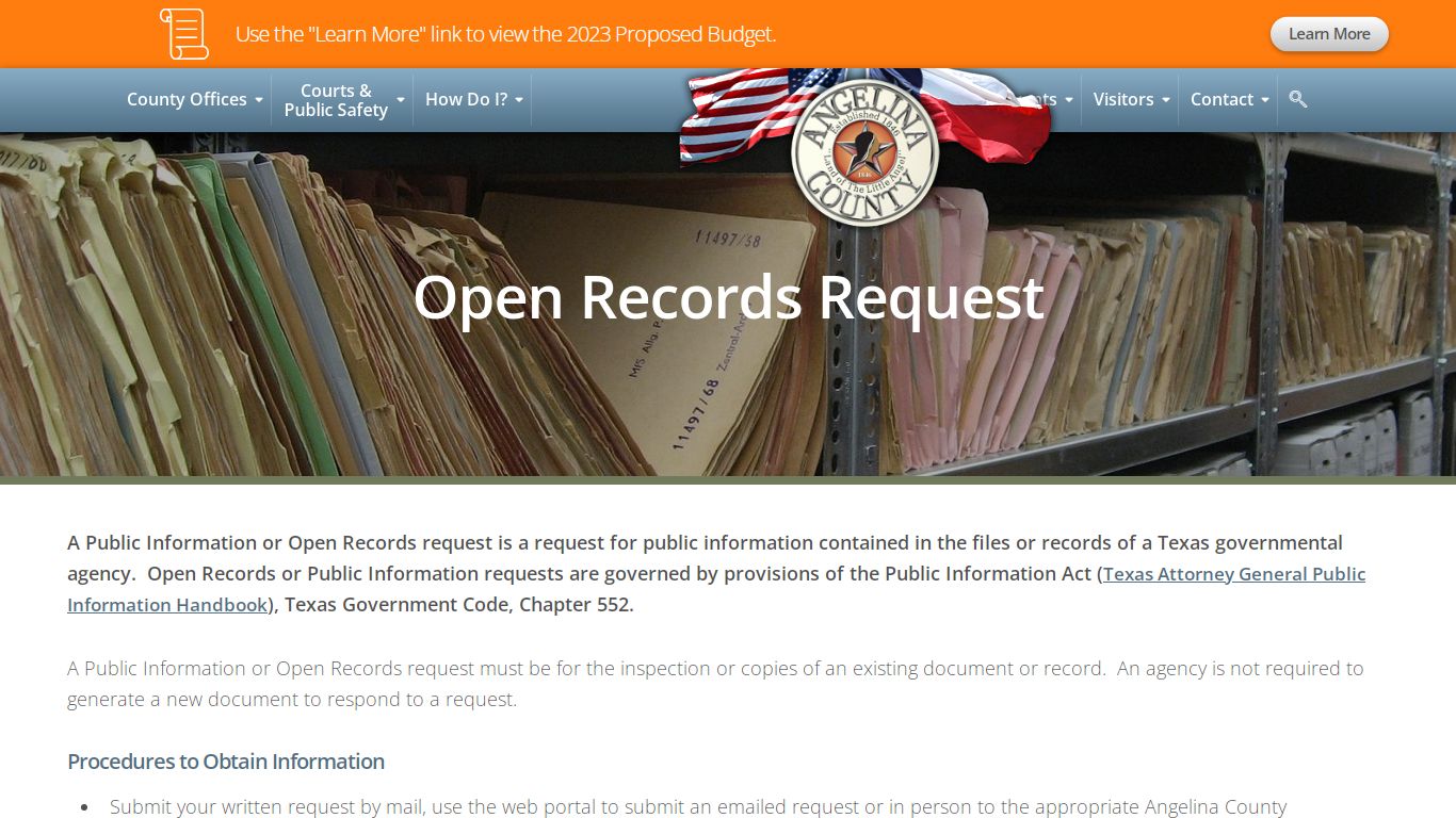 Open Records Request - Angelina County